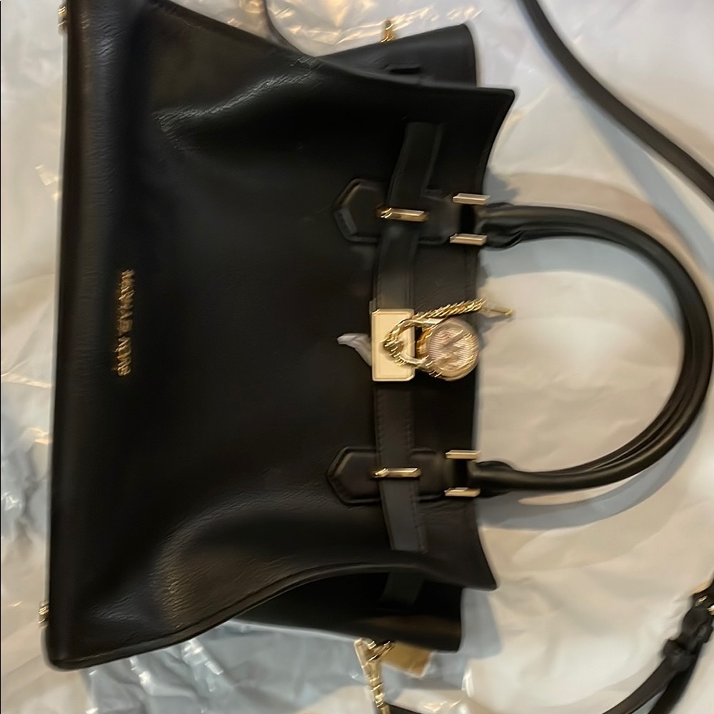 MICHAEL KORS HAMILTON MEDIUM SATCHEL SHOULDER CROSSBODY BAG BLACK